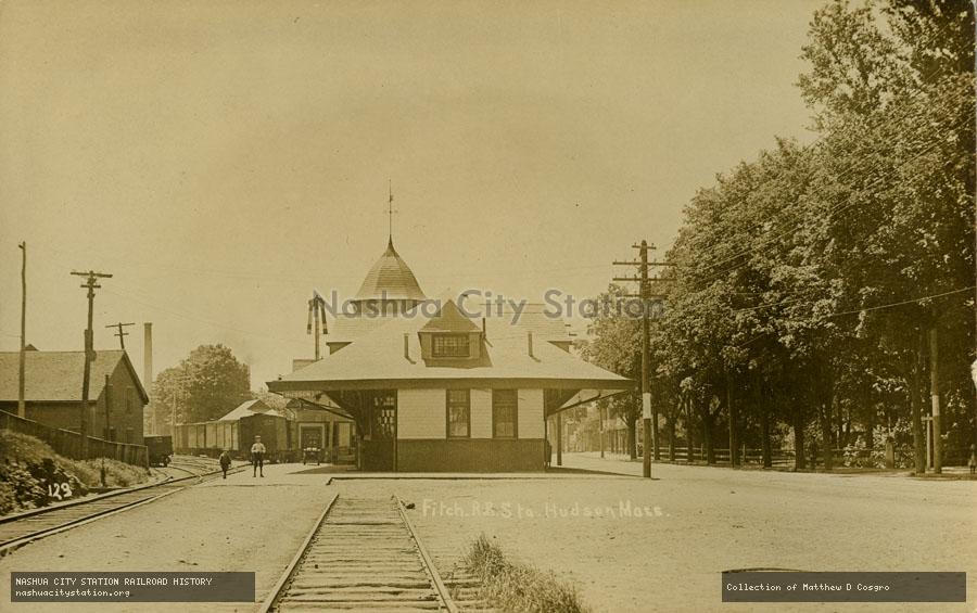 Postcard: Fitchburg Railroad Station, Hudson, Massachusetts